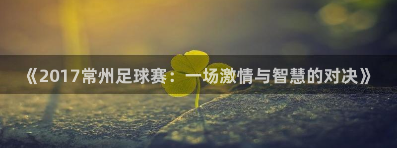 《2017常州足球赛：一场激情与智慧的对决》